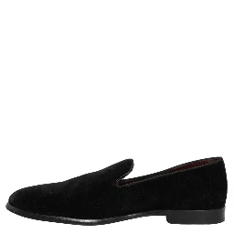 Black Velvet Cotton Loafers Formal Dress Shoes