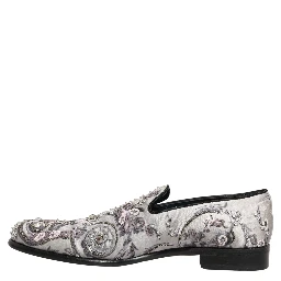 White Sequined Formal Slip On Loafers Shoes