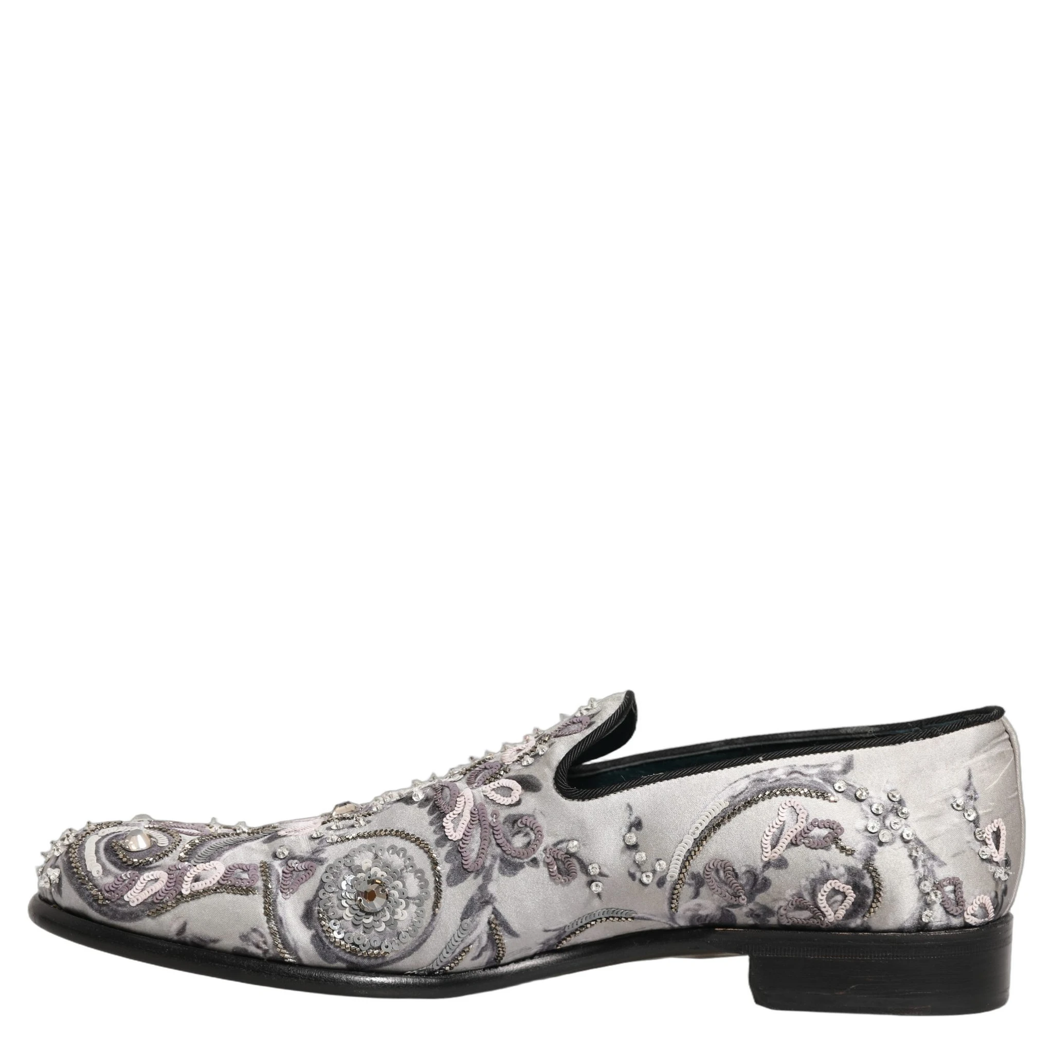 White Sequined Formal Slip On Loafers Shoes