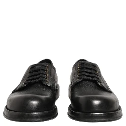 Black Leather Lace Up Derby Dress Men Shoes