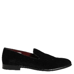 Black Velvet Cotton Loafers Formal Dress Shoes