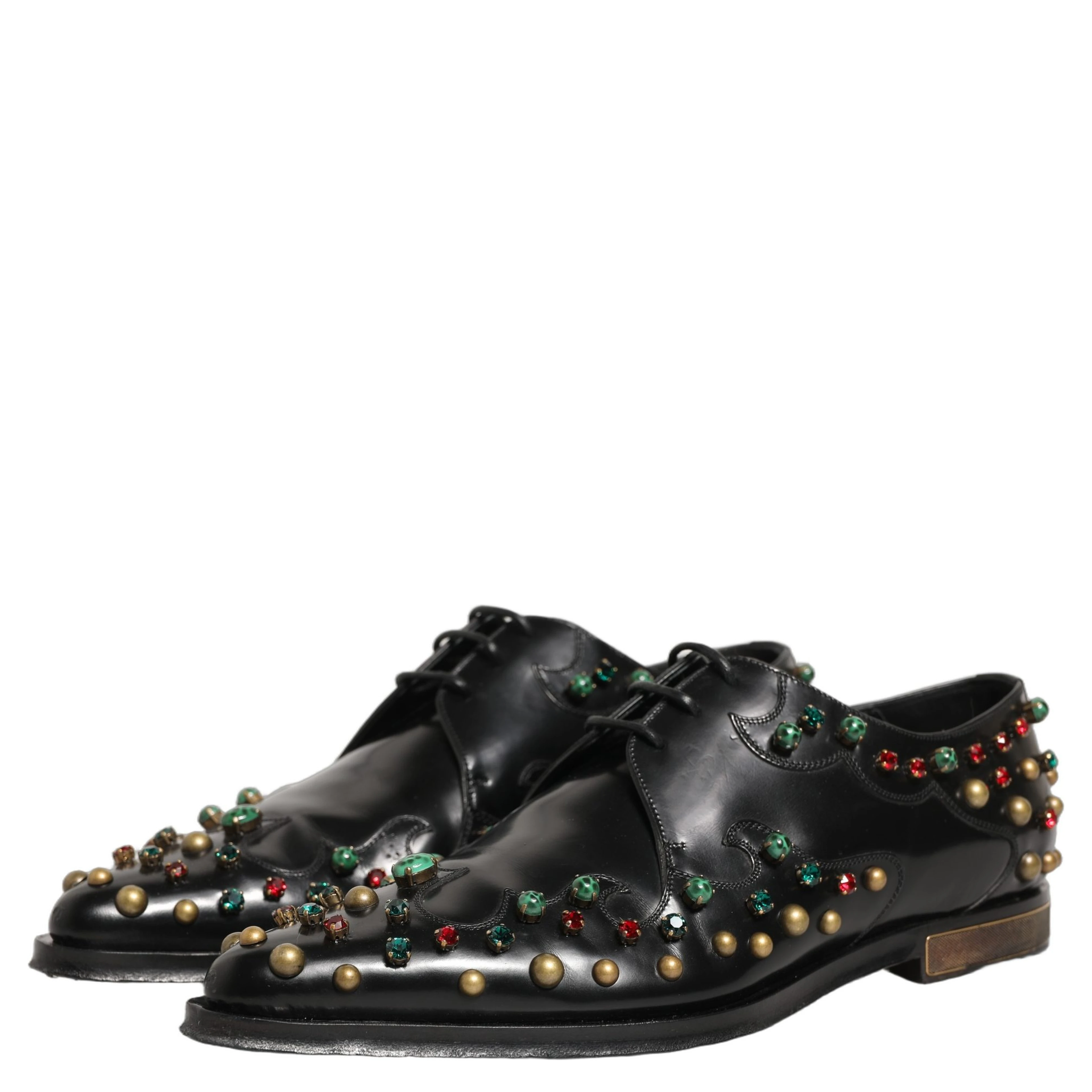 Black Leather Derby Dress Studded Formal Shoes