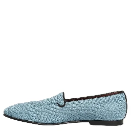 Blue Woven Men Slip On Dress Loafers Shoes