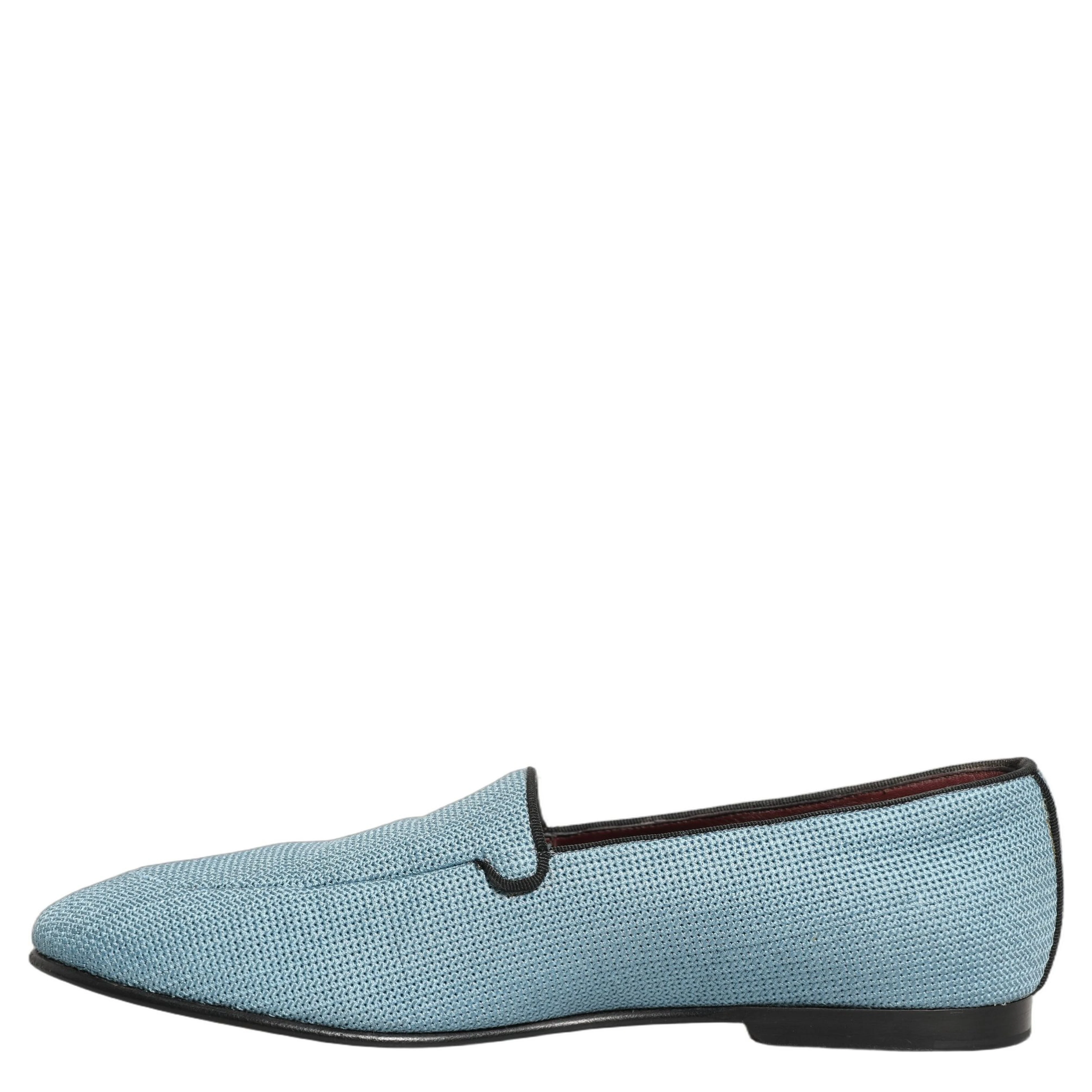 Blue Woven Men Slip On Dress Loafers Shoes