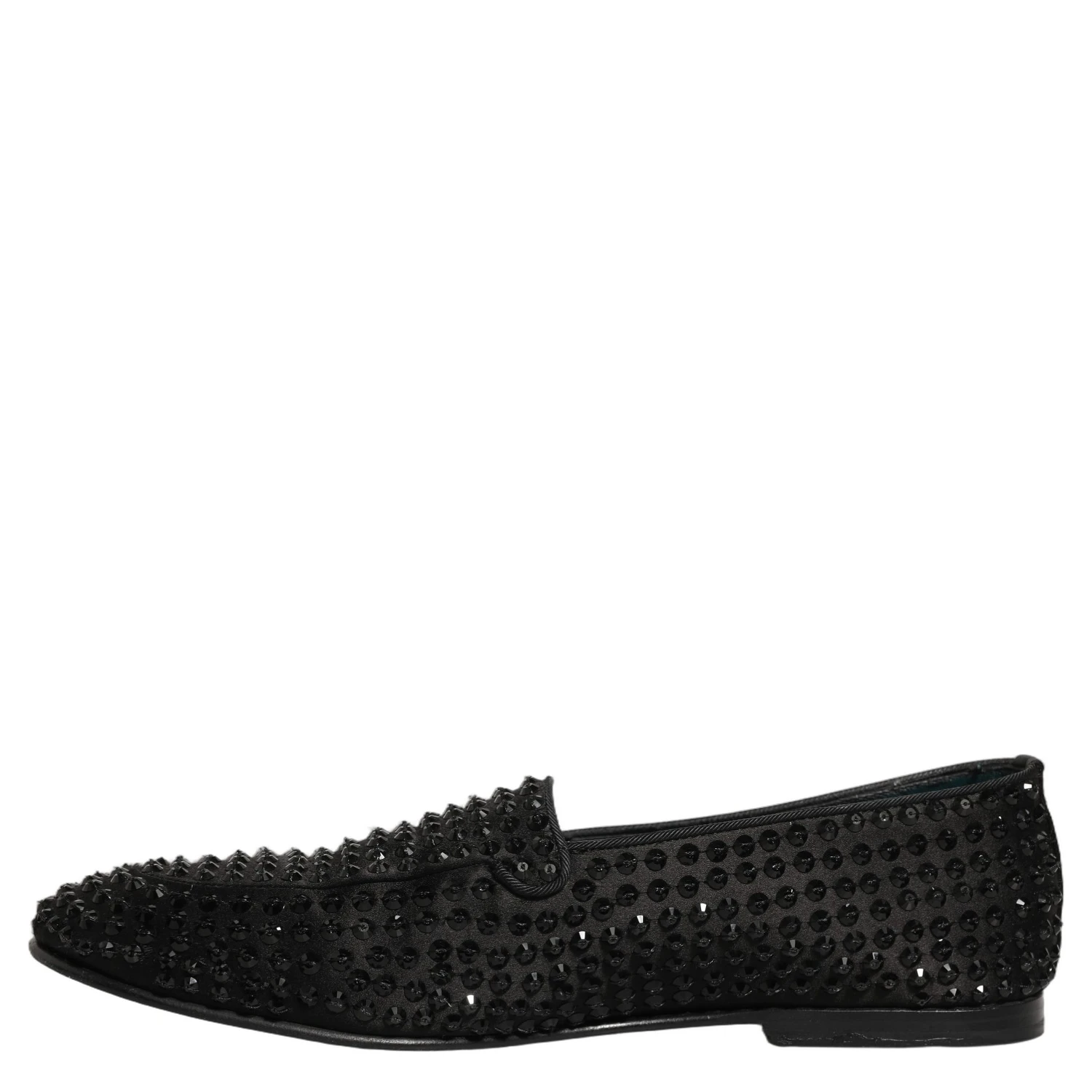 Black Rhinestone Embellished Loafers Shoes