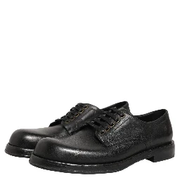 Black Leather Lace Up Derby Dress Men Shoes
