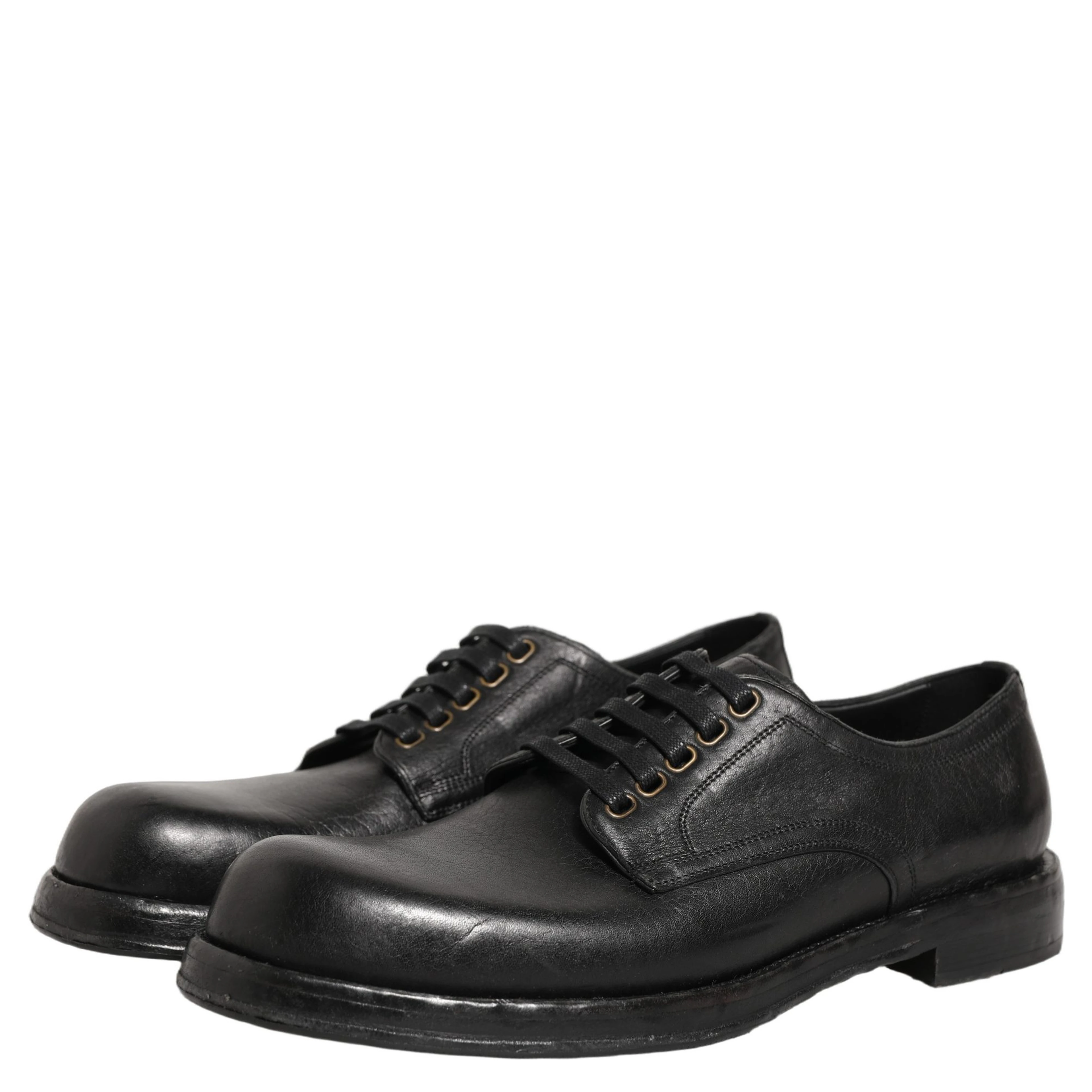 Black Leather Lace Up Derby Dress Men Shoes