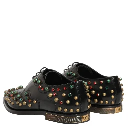 Black Leather Derby Dress Studded Formal Shoes