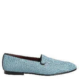 Blue Woven Men Slip On Dress Loafers Shoes