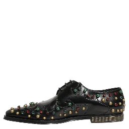 Black Leather Derby Dress Studded Formal Shoes