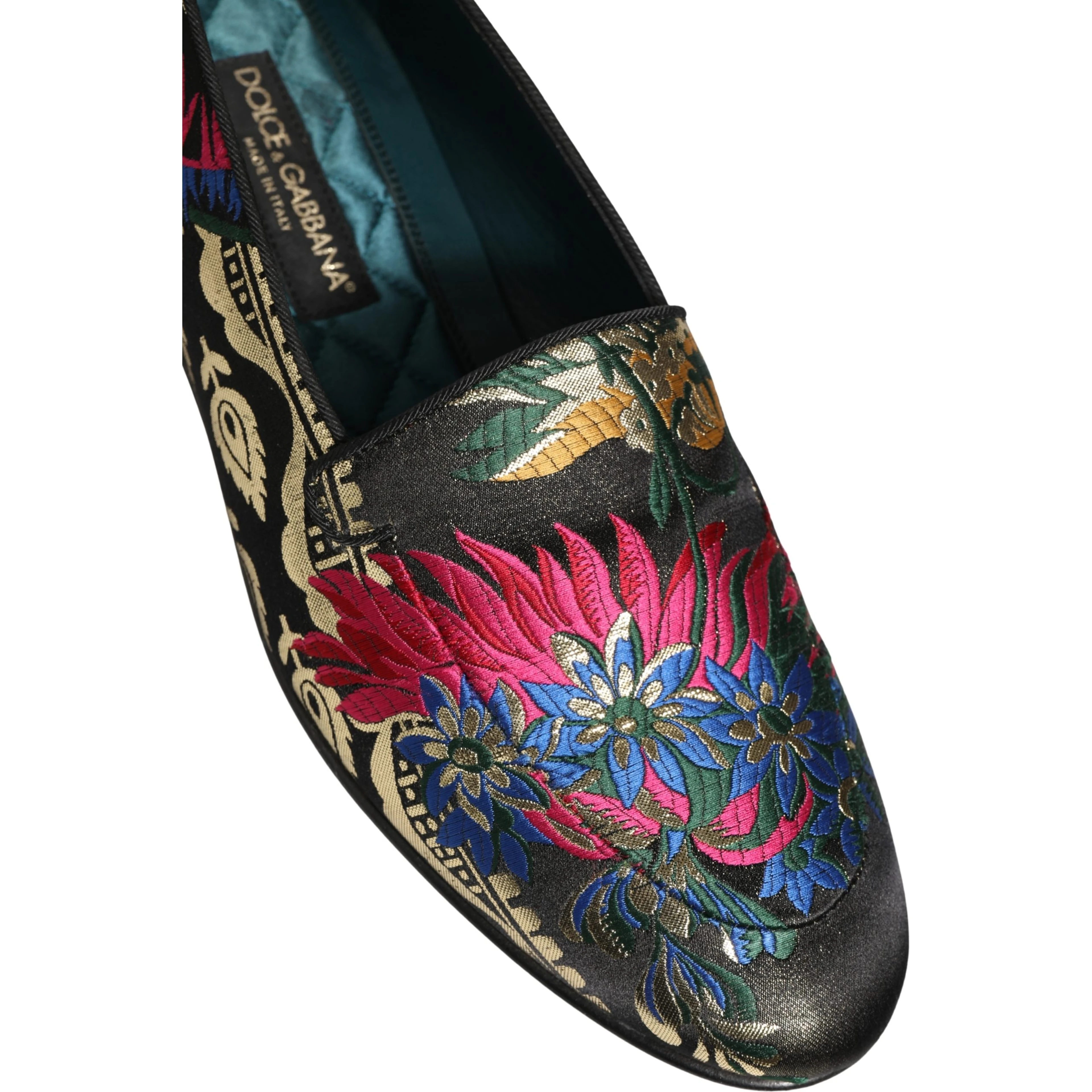 Black Jacquard Floral Loafers Men Dress Shoes