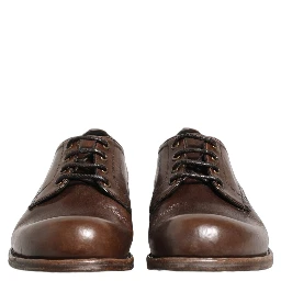 Brown Leather Derby Dress Men Formal Shoes