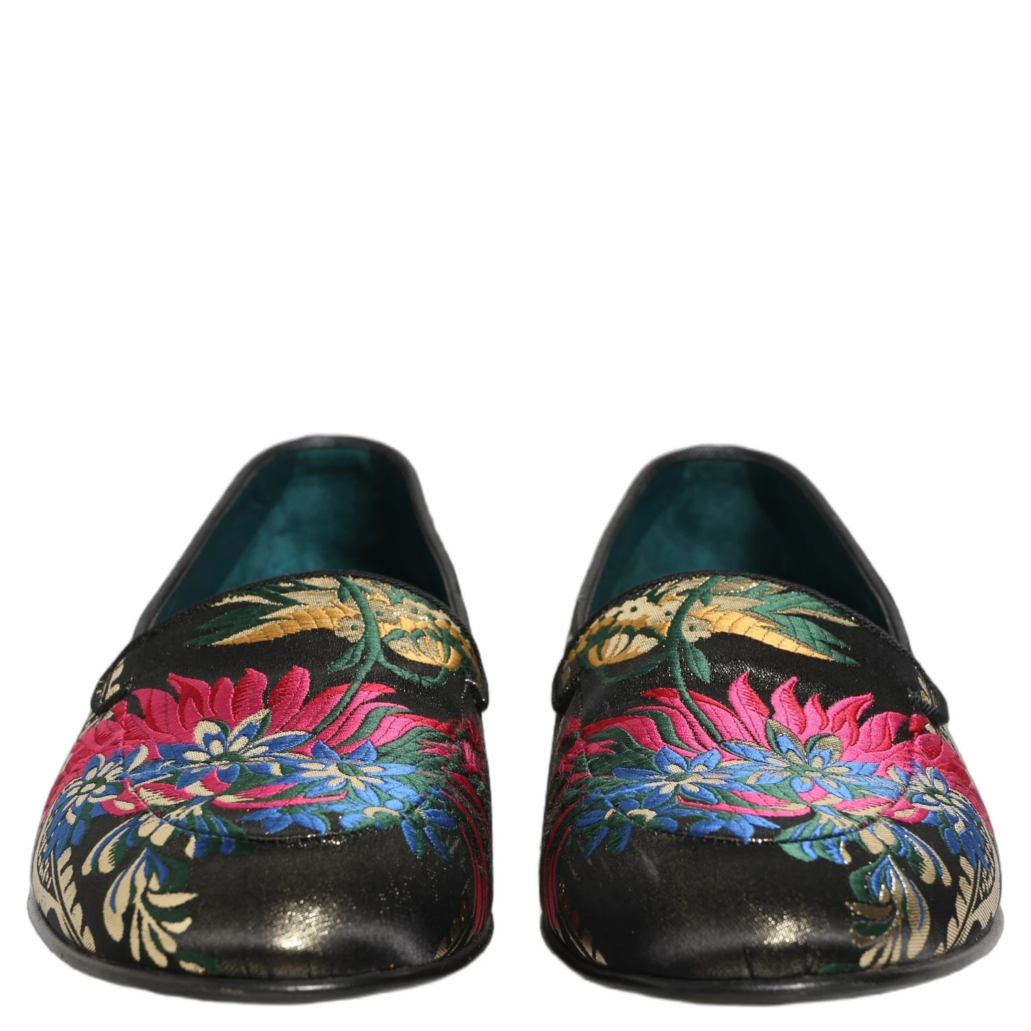 Black Jacquard Floral Loafers Men Dress Shoes