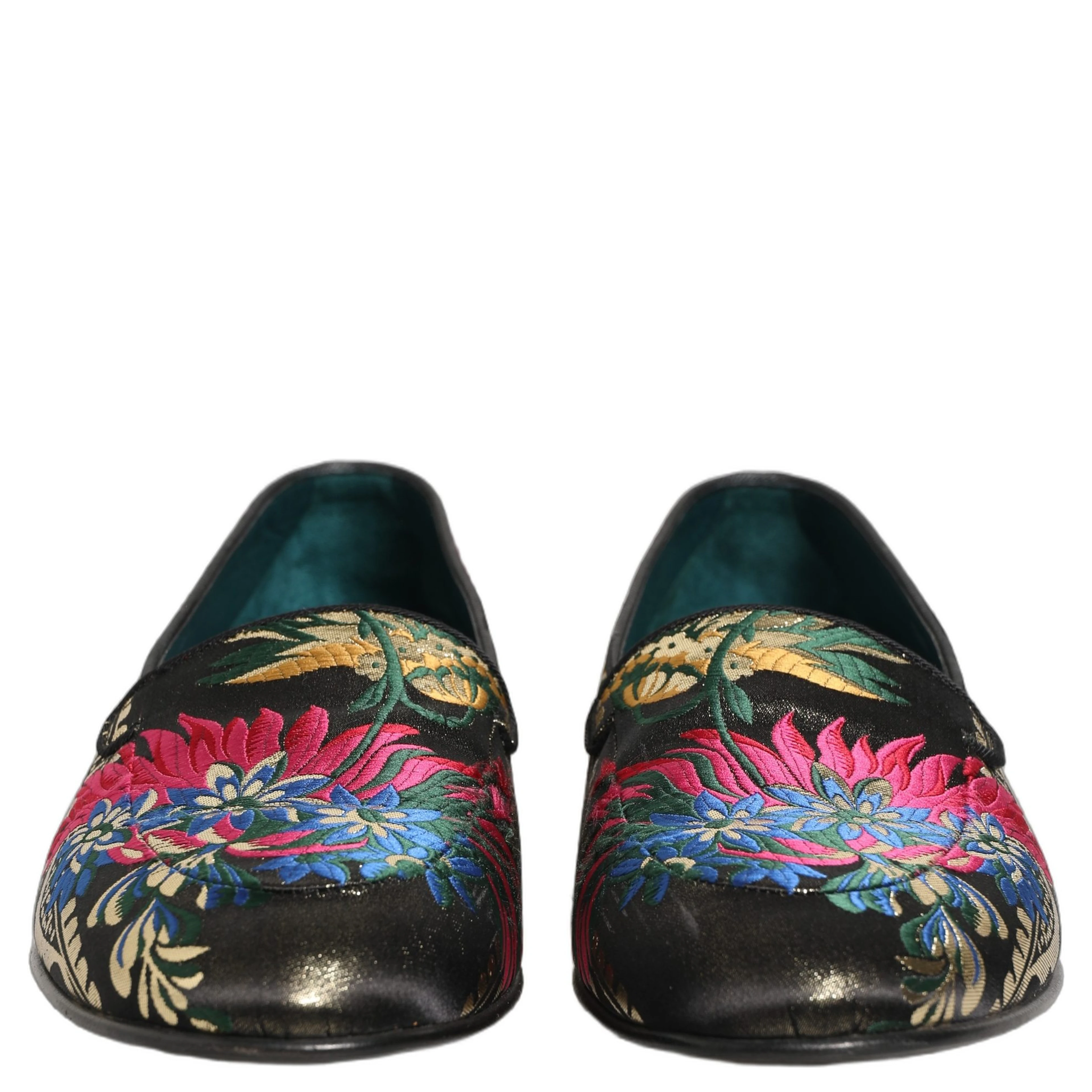 Black Jacquard Floral Loafers Men Dress Shoes