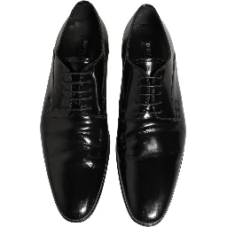Black Leather Men Derby Dress Formal Shoes
