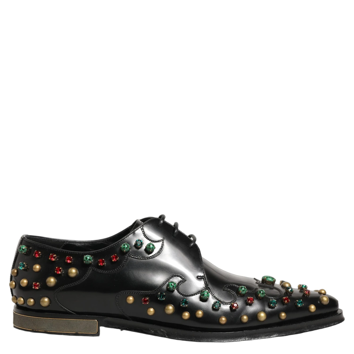 Black Leather Derby Dress Studded Formal Shoes