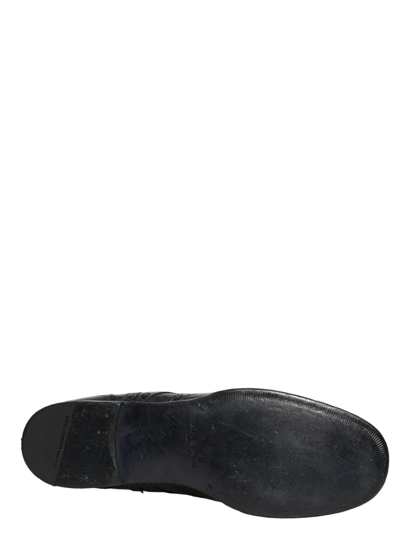 Blue Leather Derby Wingtip Formal Shoes
