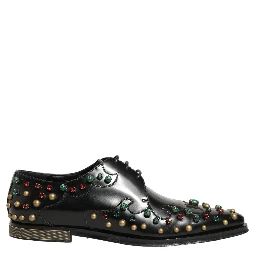 Black Leather Derby Dress Studded Formal Shoes