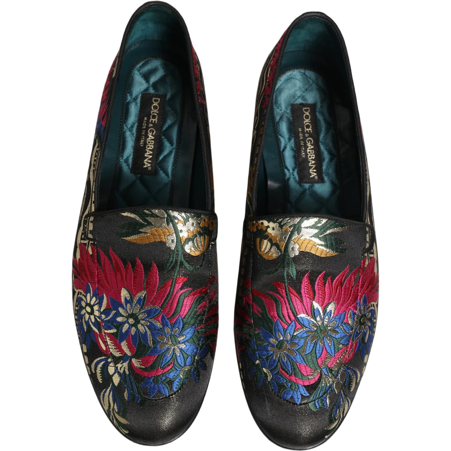 Black Jacquard Floral Loafers Men Dress Shoes