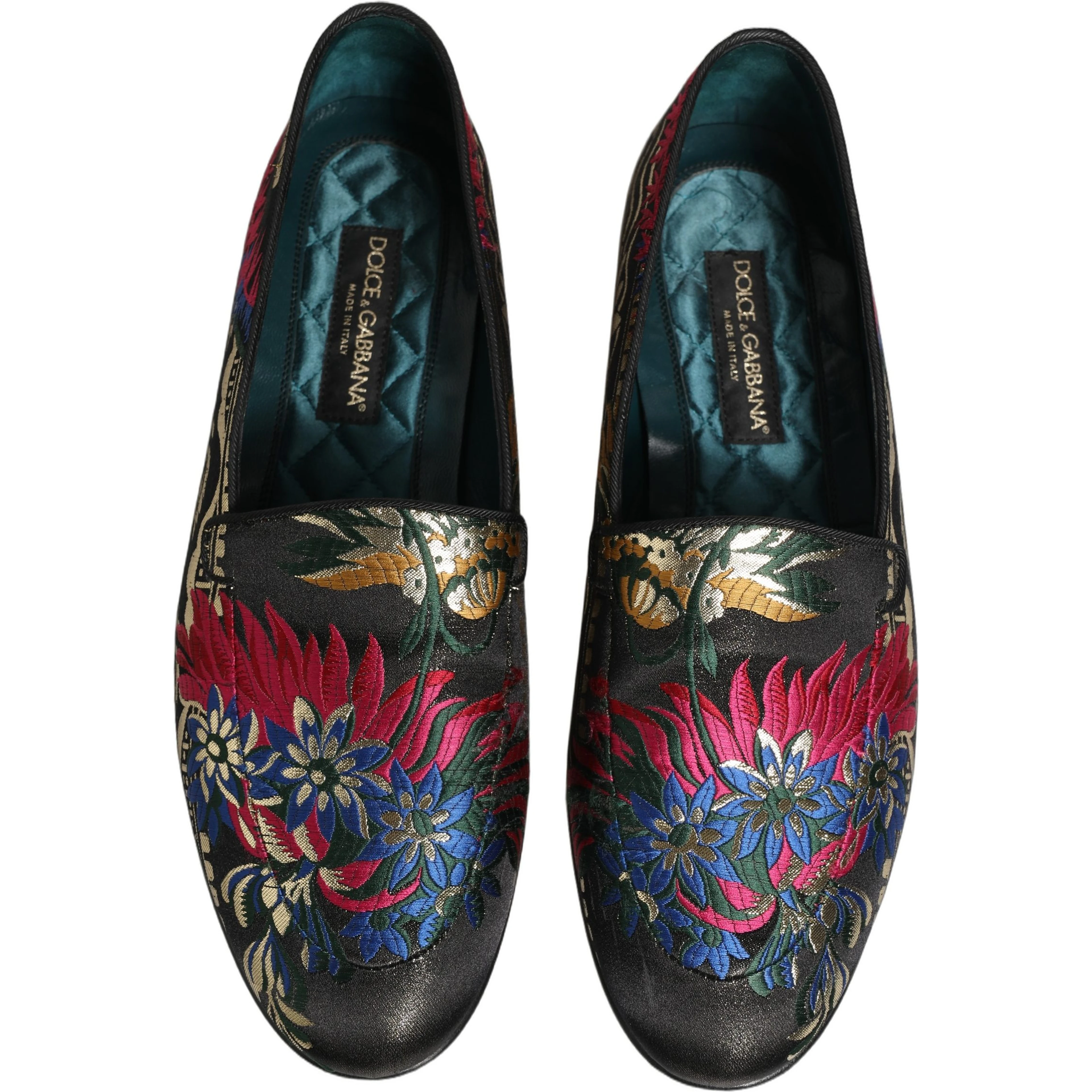 Black Jacquard Floral Loafers Men Dress Shoes