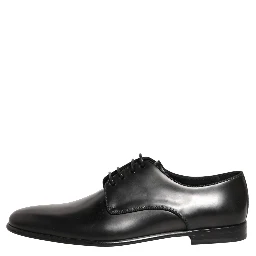 Black Leather Men Derby Dress Formal Shoes