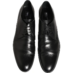 Black Leather Men Derby Dress Formal Shoes