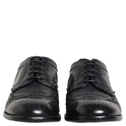Blue Leather Derby Wingtip Formal Shoes