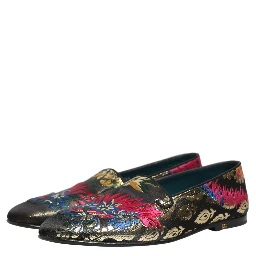 Black Jacquard Floral Loafers Men Dress Shoes