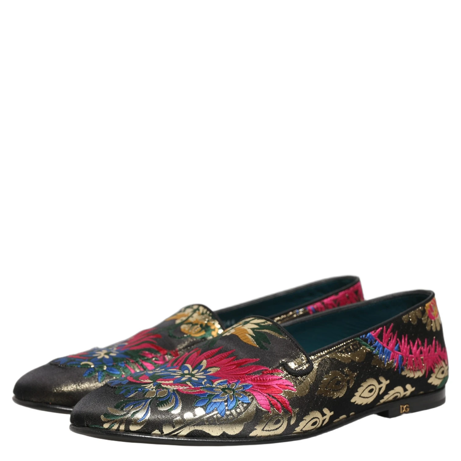 Black Jacquard Floral Loafers Men Dress Shoes