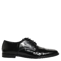 Black Leather Men Derby Dress Formal Shoes