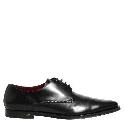 Black Leather Men Derby Dress Formal Shoes