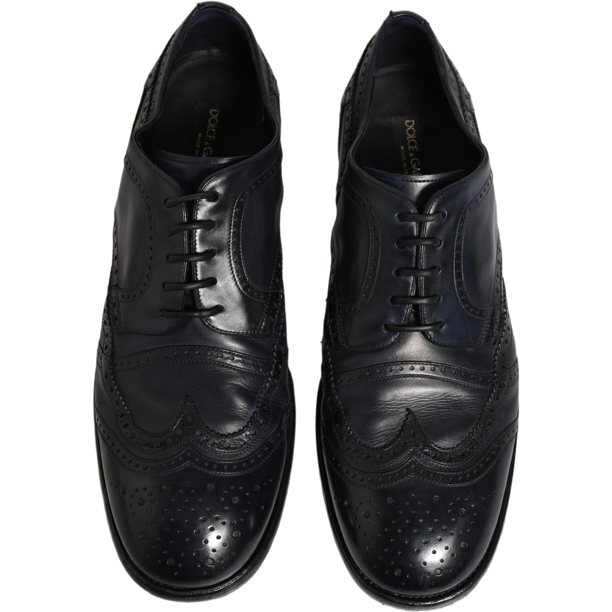 Blue Leather Derby Wingtip Formal Shoes