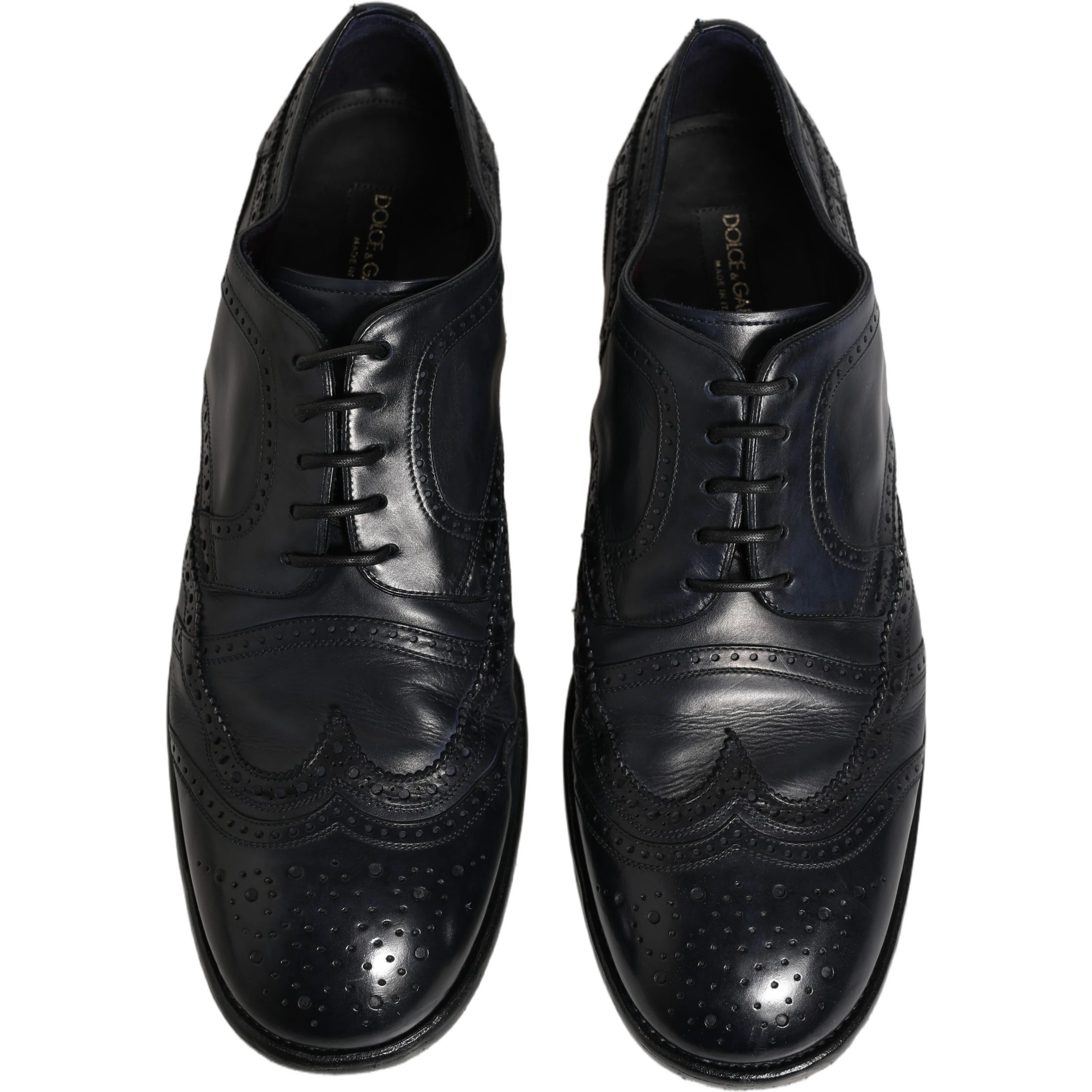 Blue Leather Derby Wingtip Formal Shoes