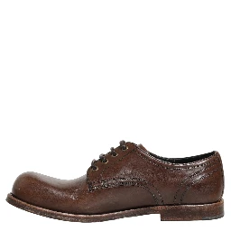 Brown Leather Derby Dress Men Formal Shoes