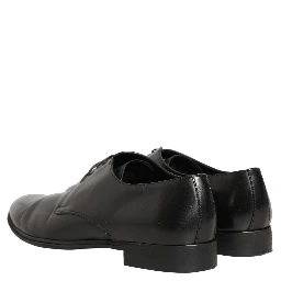 Black Leather Men Derby Dress Formal Shoes