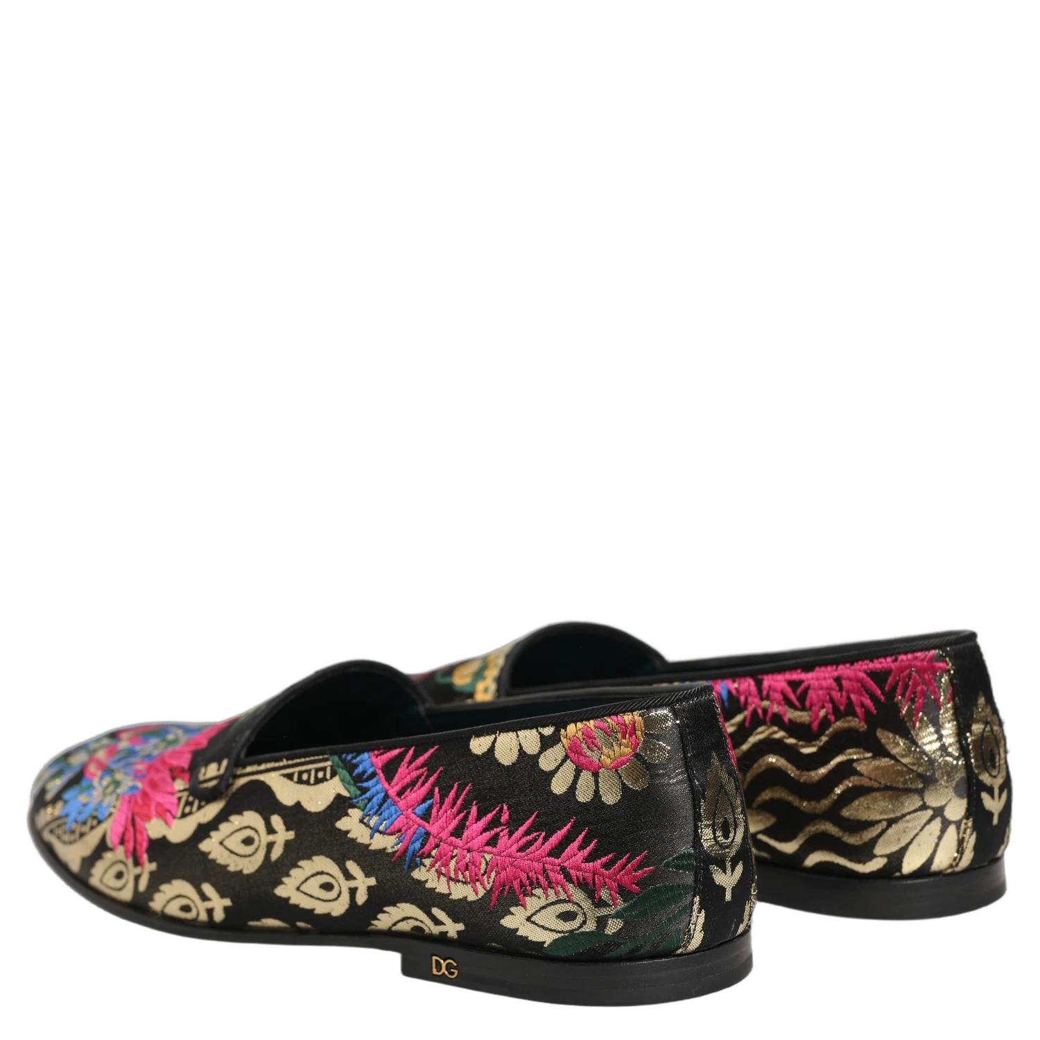 Black Jacquard Floral Loafers Men Dress Shoes