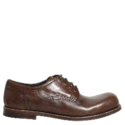 Brown Leather Derby Dress Men Formal Shoes
