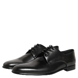 Black Leather Men Derby Dress Formal Shoes