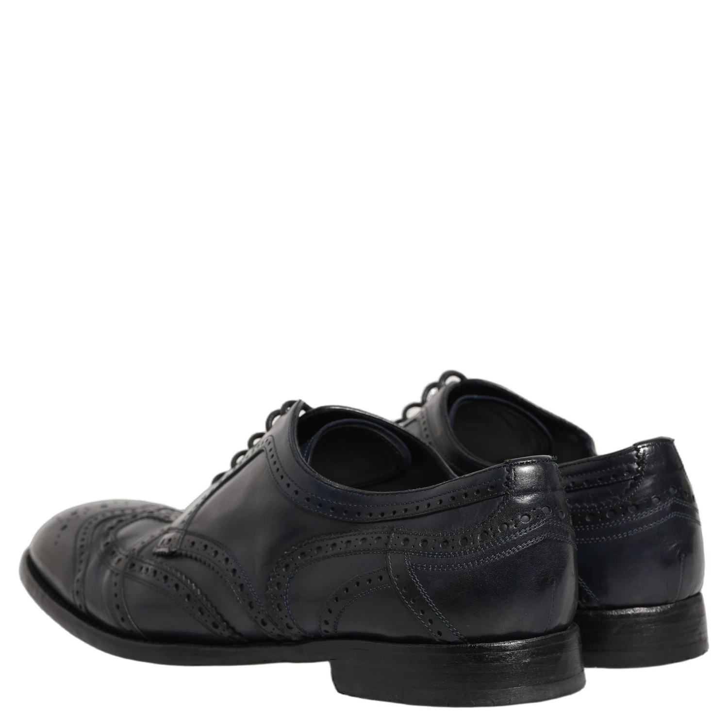 Blue Leather Derby Wingtip Formal Shoes