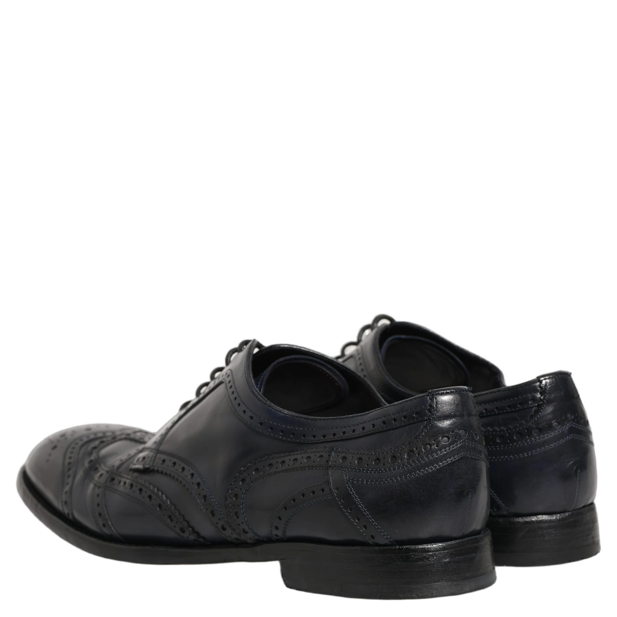 Blue Leather Derby Wingtip Formal Shoes