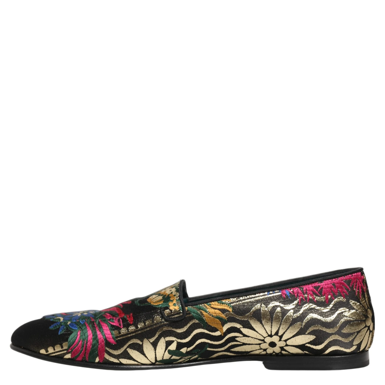Black Jacquard Floral Loafers Men Dress Shoes