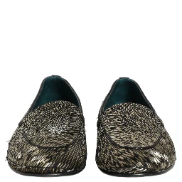 Black Silver Embellished Dress Loafers Shoes