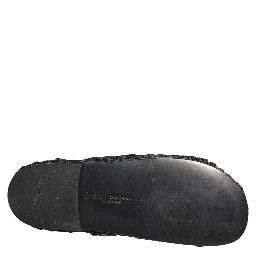 Black Straw Raffia Slides Sandals Flats Shoes