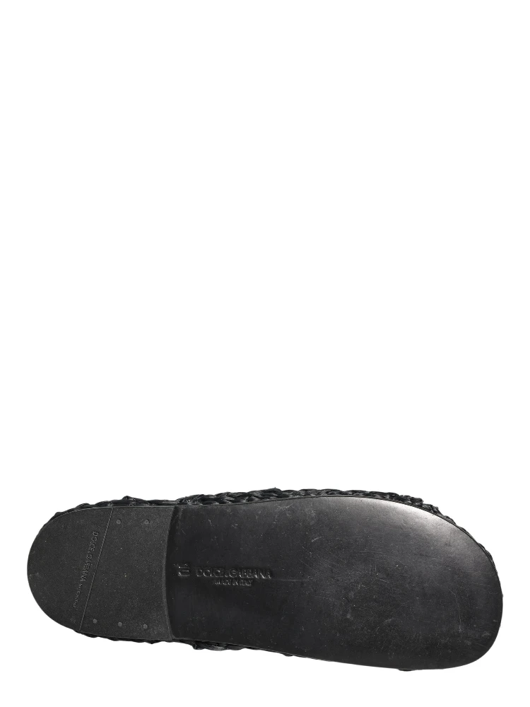 Black Straw Raffia Slides Sandals Flats Shoes