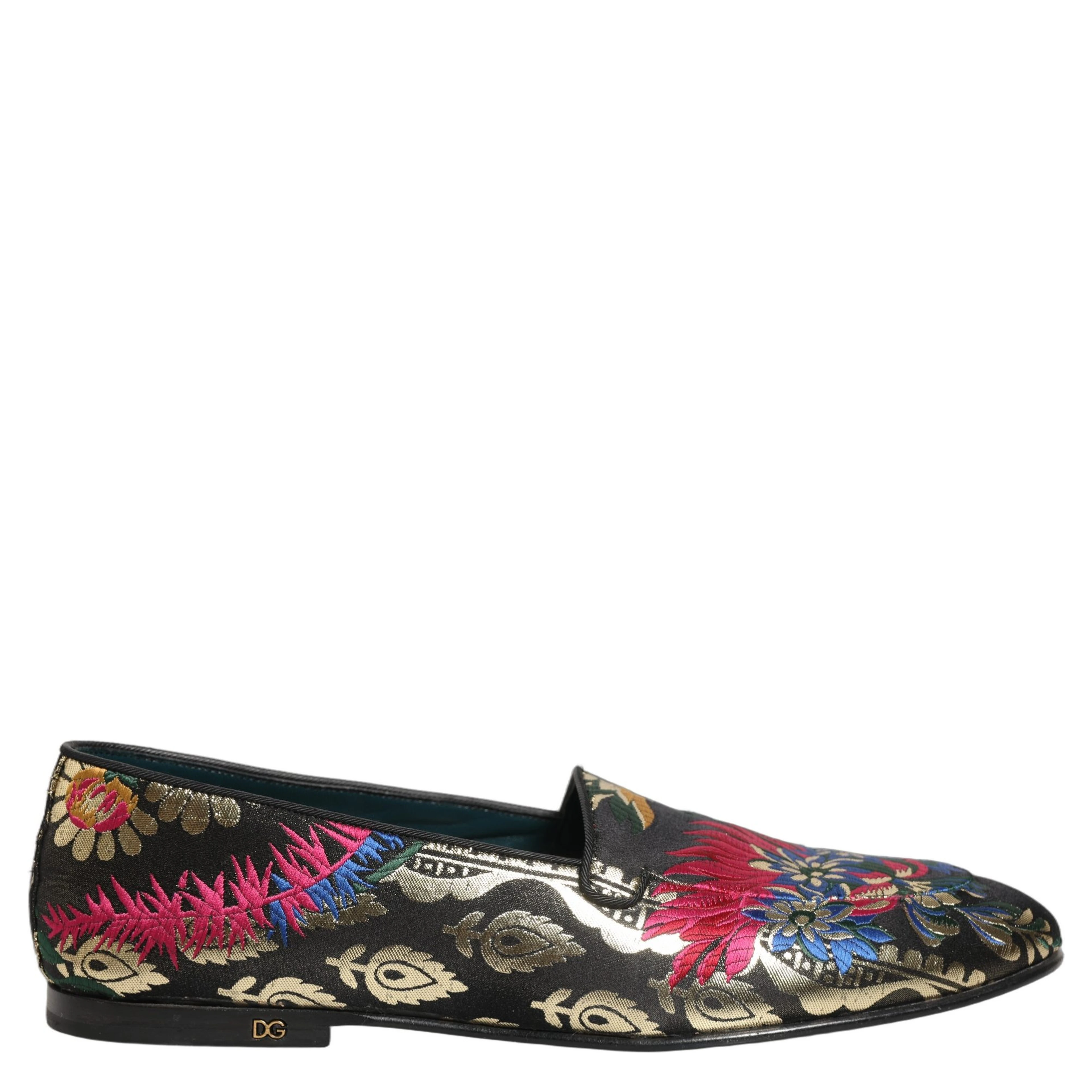 Black Jacquard Floral Loafers Men Dress Shoes