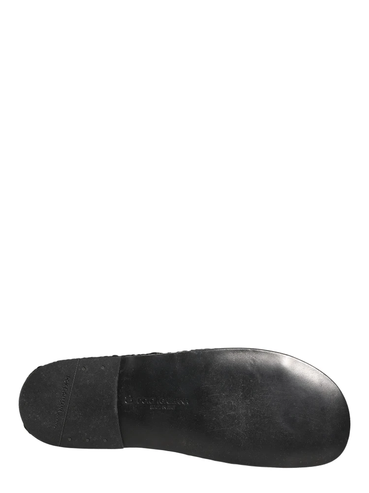 Black Fabric Woven Slides Sandals Flats Shoes