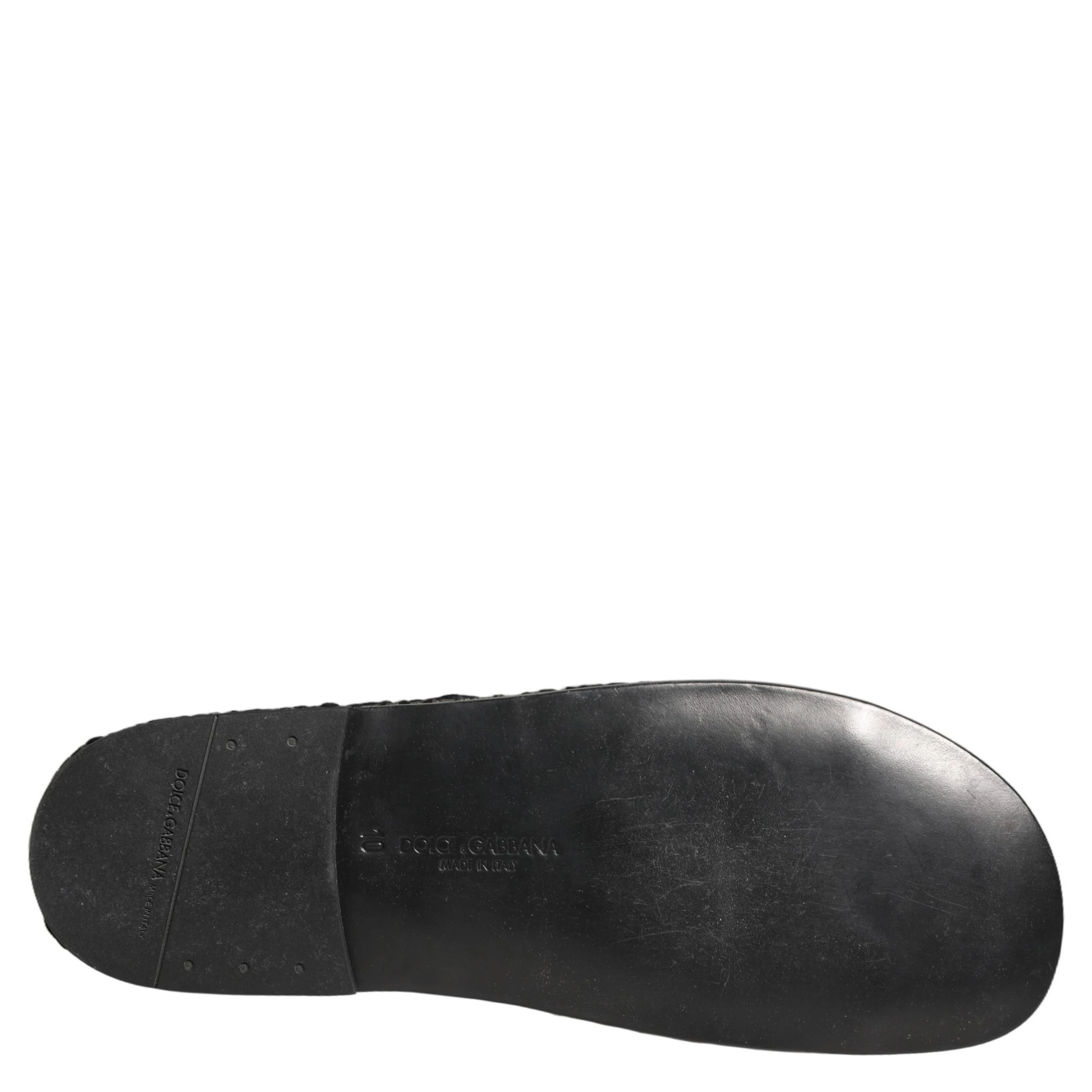 Black Fabric Woven Slides Sandals Flats Shoes