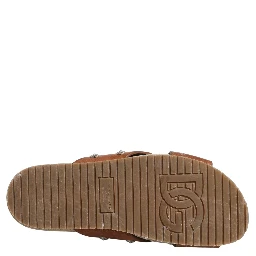 Brown Calf Leather Slides Sandals Shoes