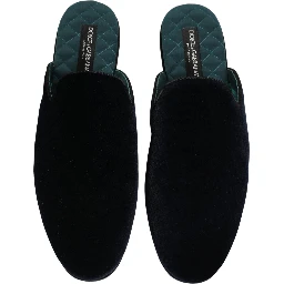 Dark Blue Suede Slides Flat Slipper Men Shoes