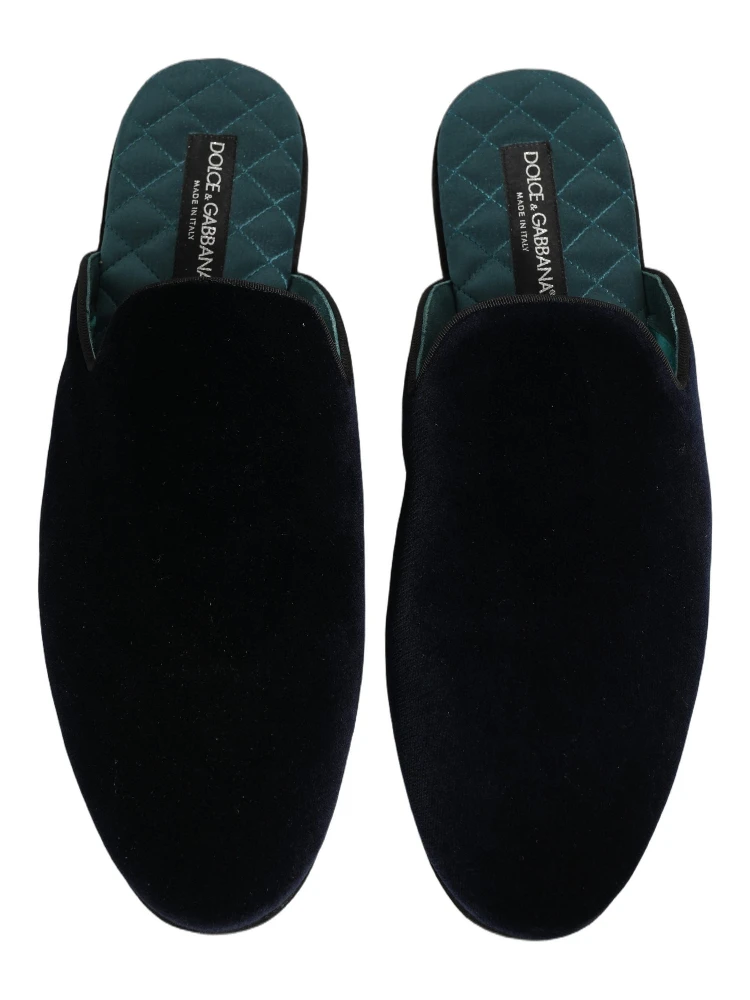 Dark Blue Suede Slides Flat Slipper Men Shoes